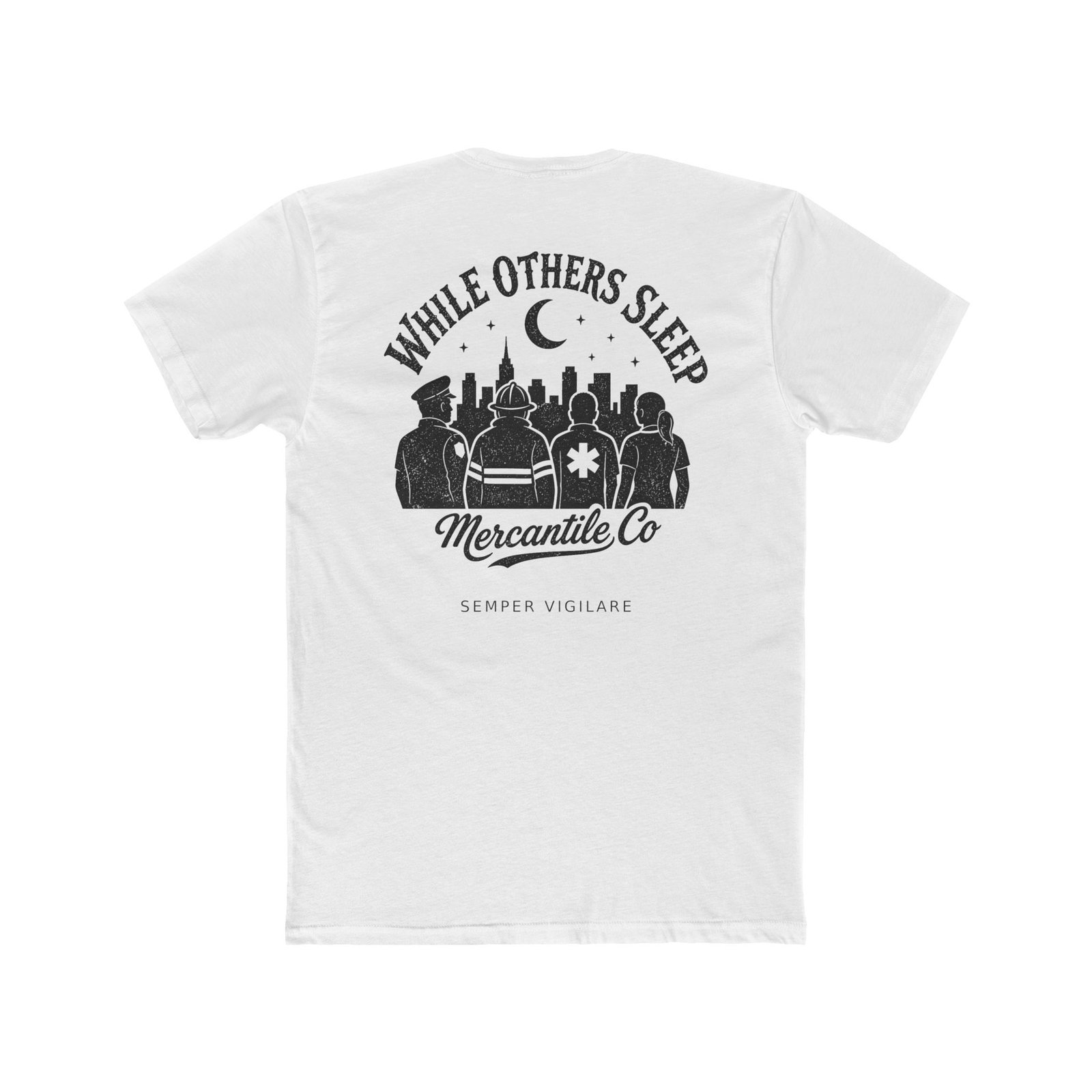"While Others Sleep" Full Back Logo Classic Tee