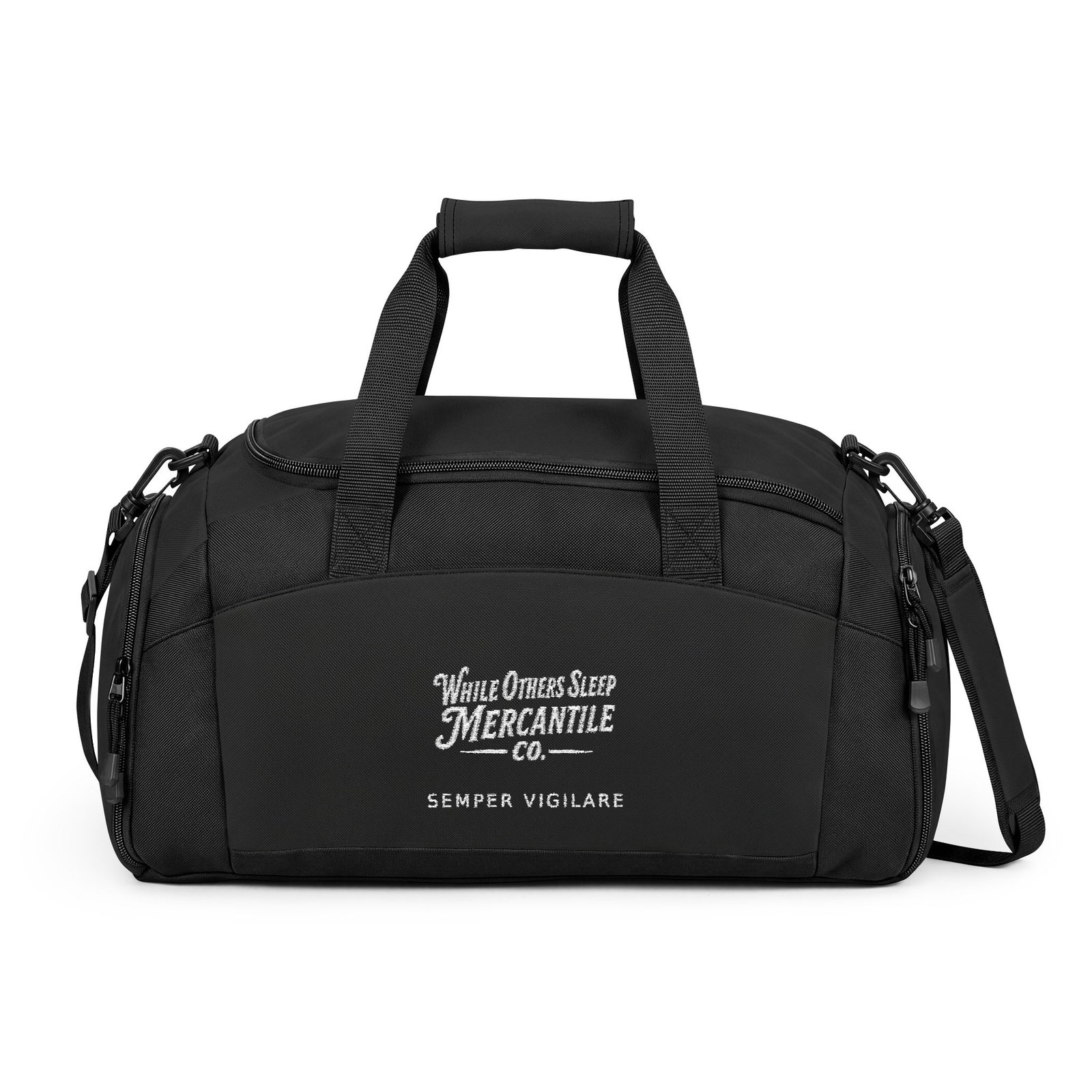 Embroidered Black Gym Bag